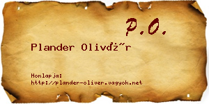 Plander Olivér névjegykártya